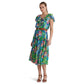 LAUREN Ralph Lauren Floral Crinkle Georgette Tiered Dress (Green/Blue Multi) Women's Clothing