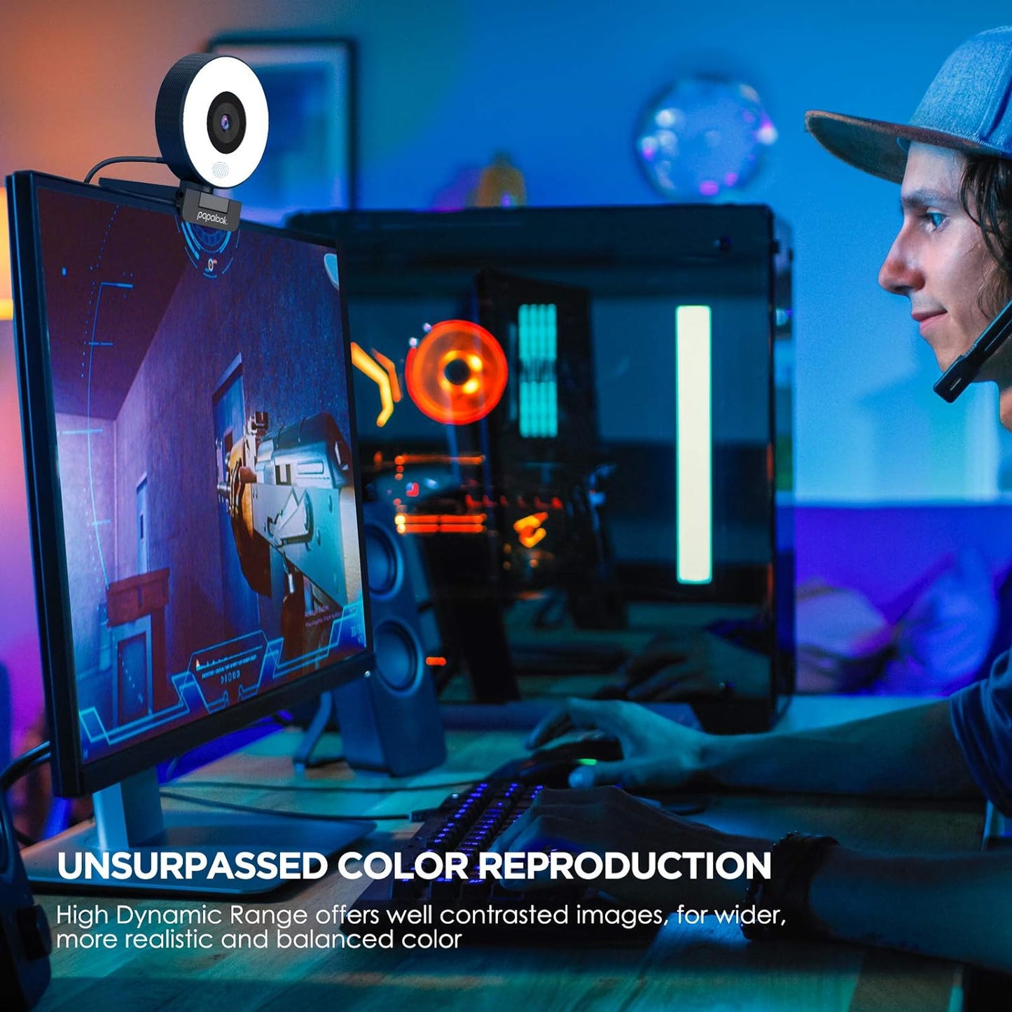 PAPALOOK PA552 Live Streaming Webcam with Ring Light