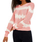 CRAVE FAME Juniors' Tie-Dyed Crew-Neck Sweater Pink Size Extra Large