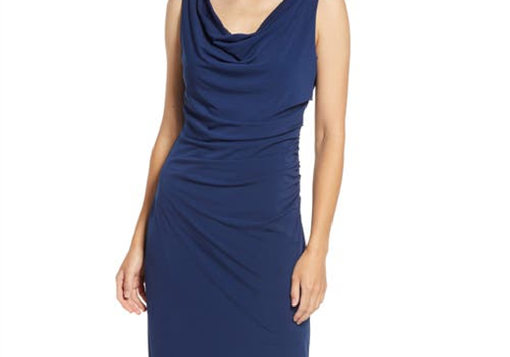 Sam Edelman Cowl Neck Cocktail Dress in Navy