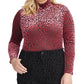 RACHEL Rachel Roy Women's Blouse Plus Turtleneck Burnout Pink 0X