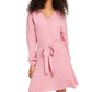 Sequin Hearts Womens Juniors V Neck Fit and Flare Sweaterdress Pink L