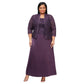 Alex Evenings Women's Long Two Piece Mother of The Bride Dress with Lace Jacket, Wedding Guest, Formal (Plus Size), Eggplant, 20W