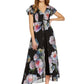 Adrianna Papell Women's Floral Printed Jumpsuit, Black Multi, 6