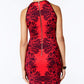B. Darlin Womens Juniors Printed High Neck Bodycon Dress Red 1/2