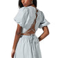 Lace Up Poplin Top