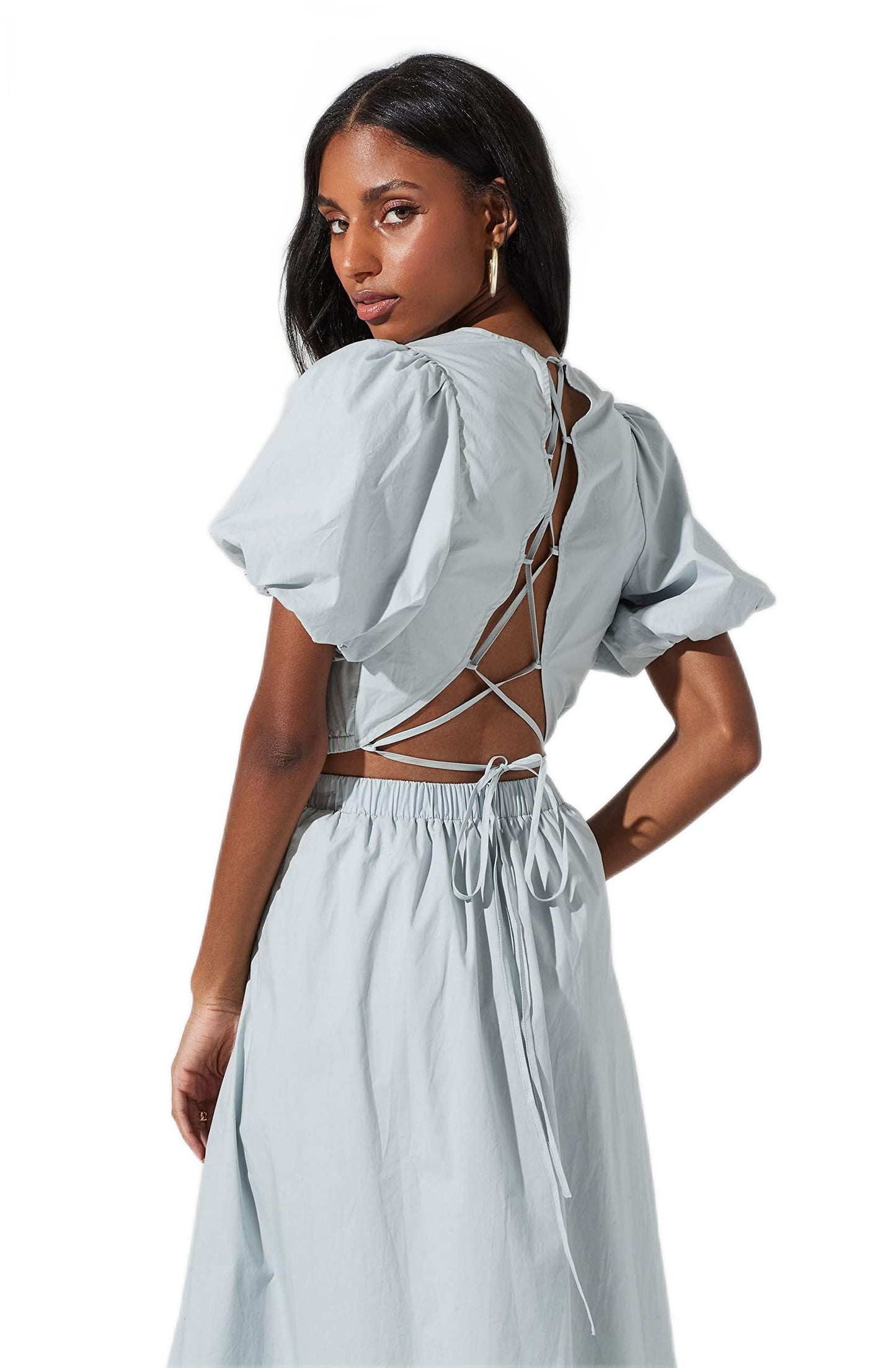 Lace Up Poplin Top