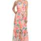 Maggy London Womens Dresses Halter Neck Chiffon Maxi with Ruffle Details, Sky Blue/Peach, 14 US