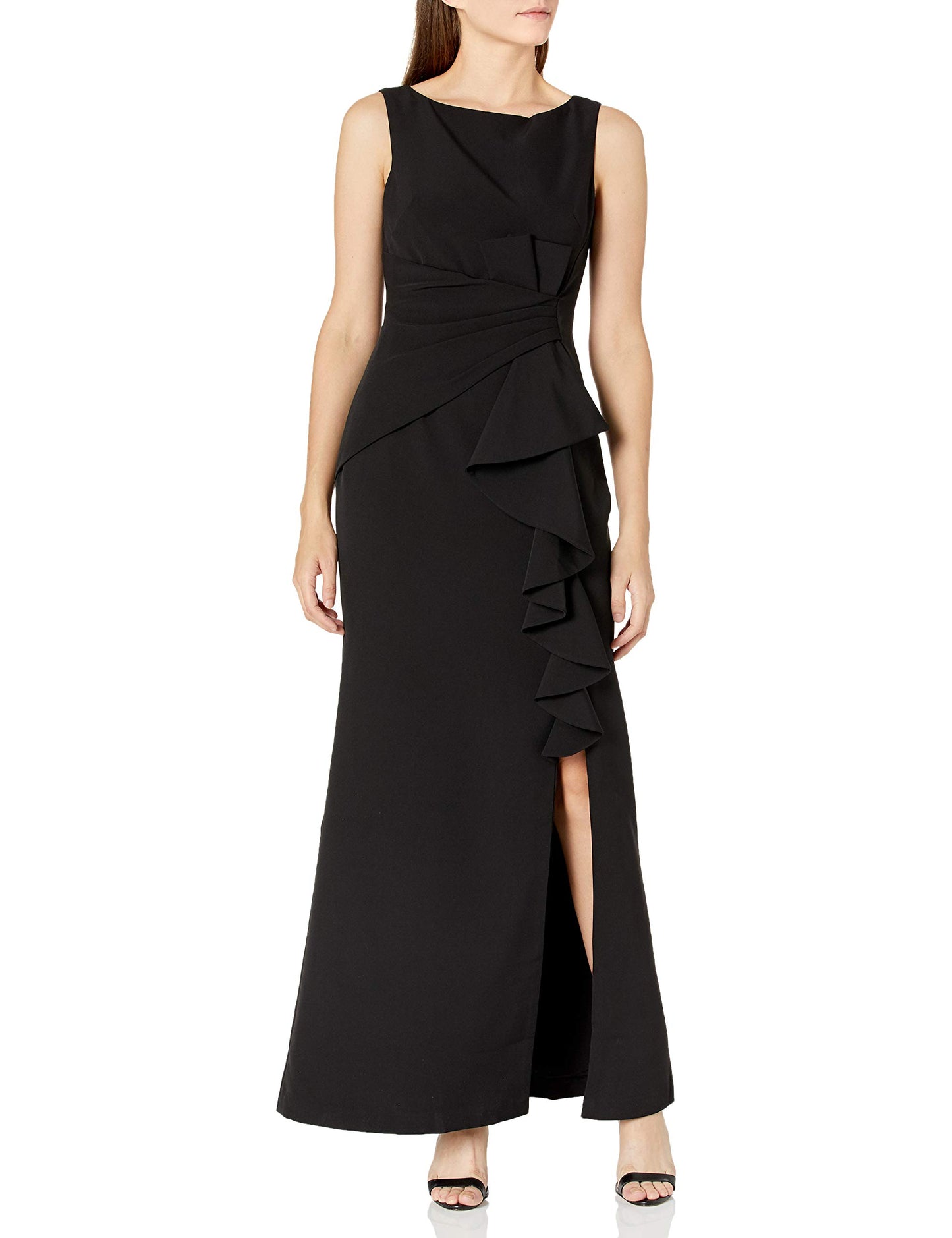 Eliza J Women's Ruffle Front Formal Dress, Black, 8