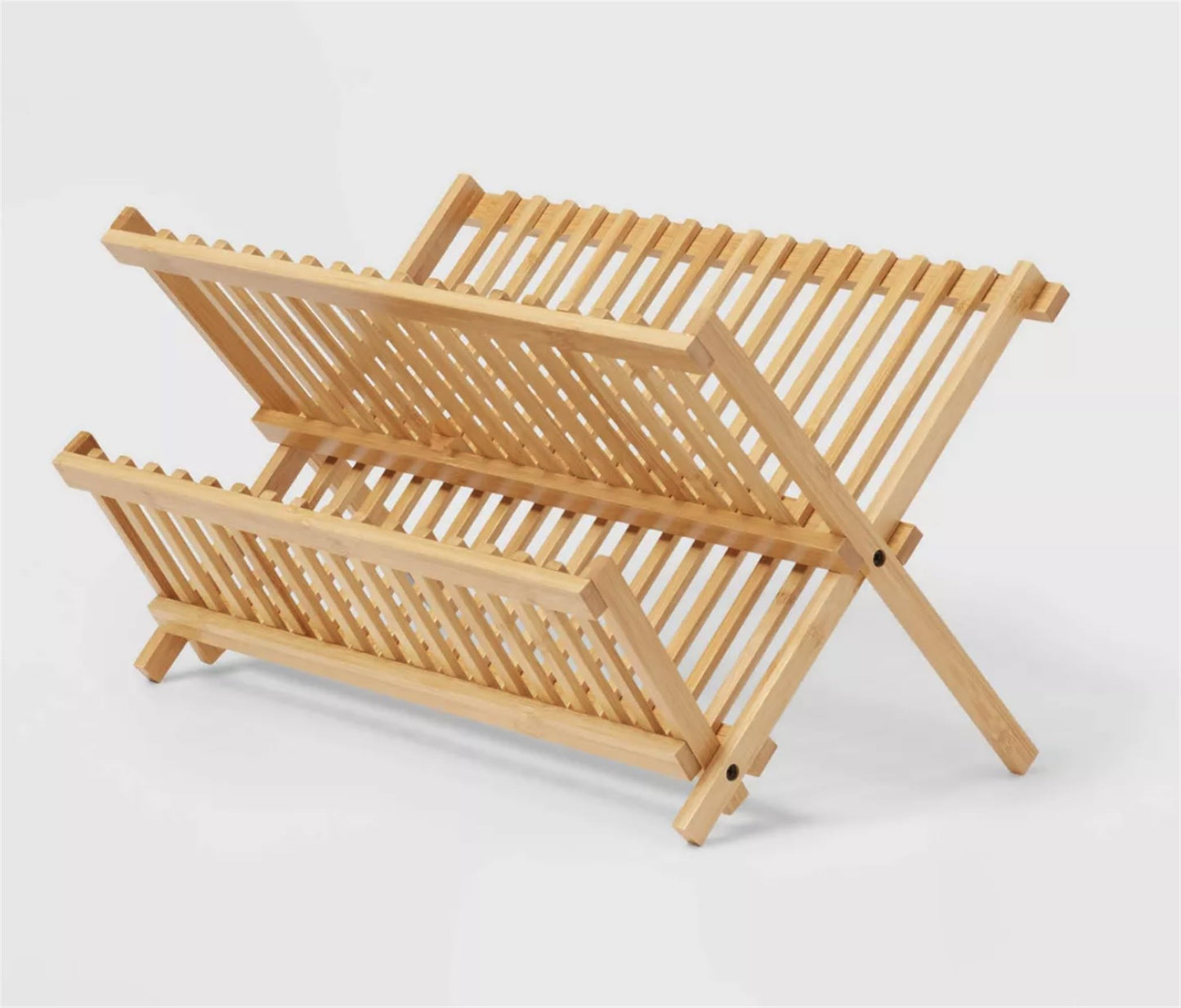 Bamboo Dish Drying Rack for Kitchen Counter 2Tier Collapsible Foldable Dish Drainer SpaceSaving Wooden Organizer for Dishes Plates Cups Housewarming Gift
