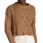Free People Women's Cutting Edge Cable Sweater, Camel, Brown, S