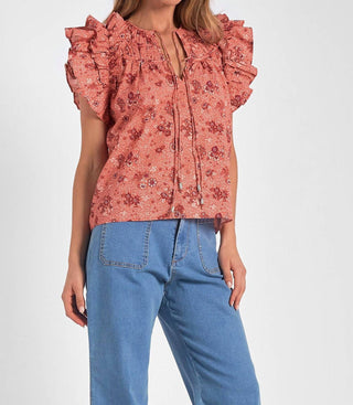 Elan - Short Sleeve Tie Front Blouse