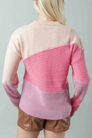 Trendsi - Very J Color Block Long Sleeve Sweater