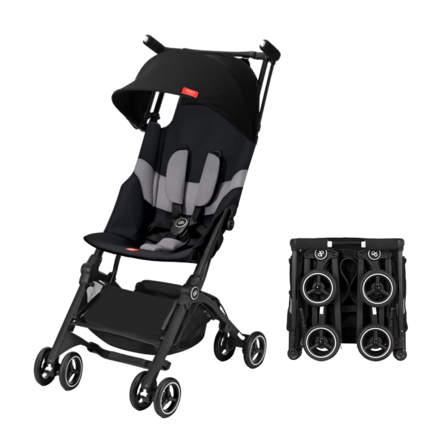gb Pockit AllTerrain Ultra Compact Lightweight Travel Stroller with Canopy and Reclining Seat in Velvet Black