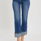 Risen - High Rise Ankle Straight Cuffed Jeans