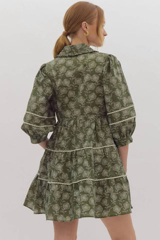 Entro - Green Dress with White Flowers