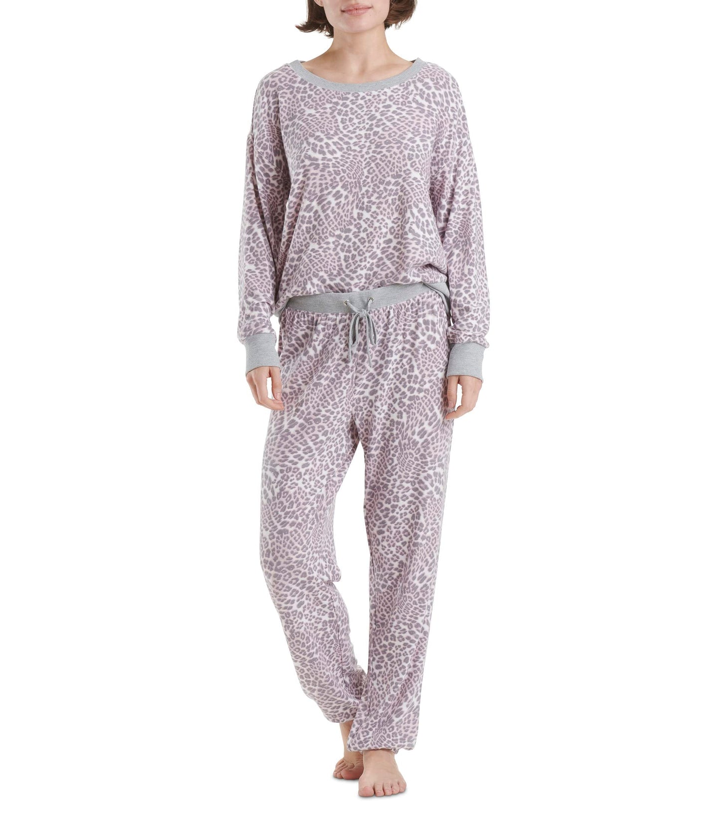 Splendid Westport Brushed Jersey Long Sleeve PJ Set Violet Ice Leo MD (US 6-8)