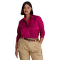 LAUREN Ralph Lauren Plus Size Satin Shantung Shirt (Fuchsia Berry) Women's Clothing