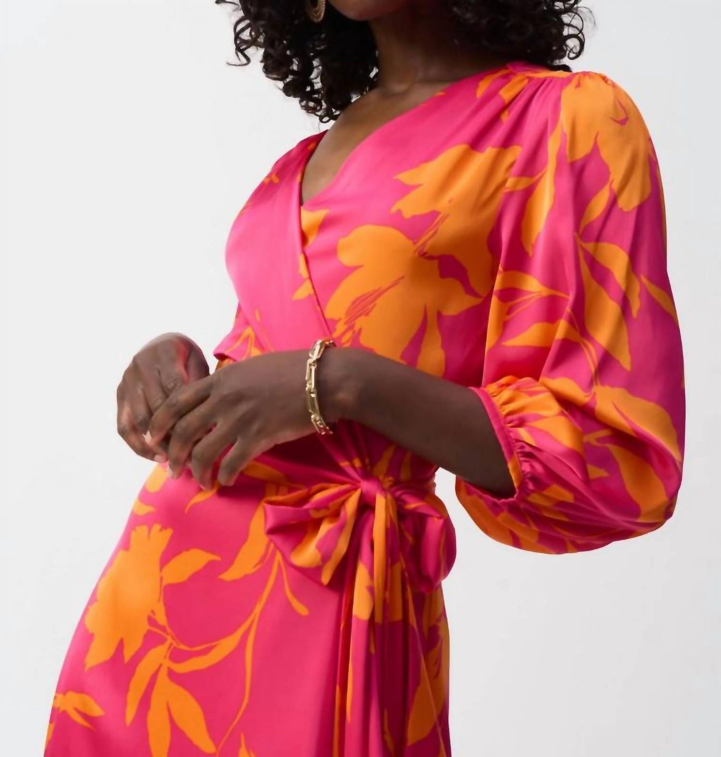 Joseph Ribkoff - Satin Floral Print Wrap Dress