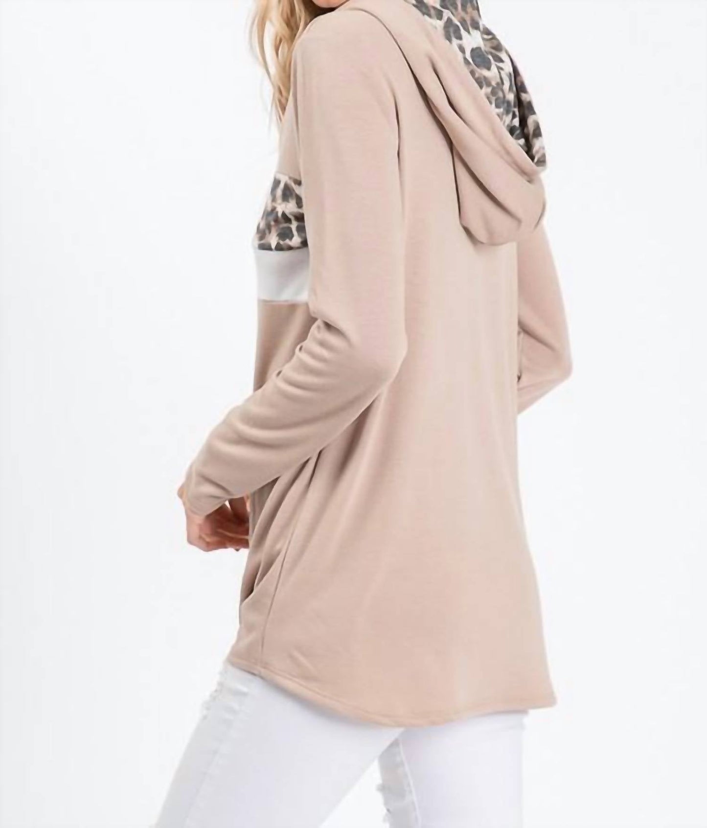7Th Ray - Mocha Leopard Print Hooded Sweatshirt