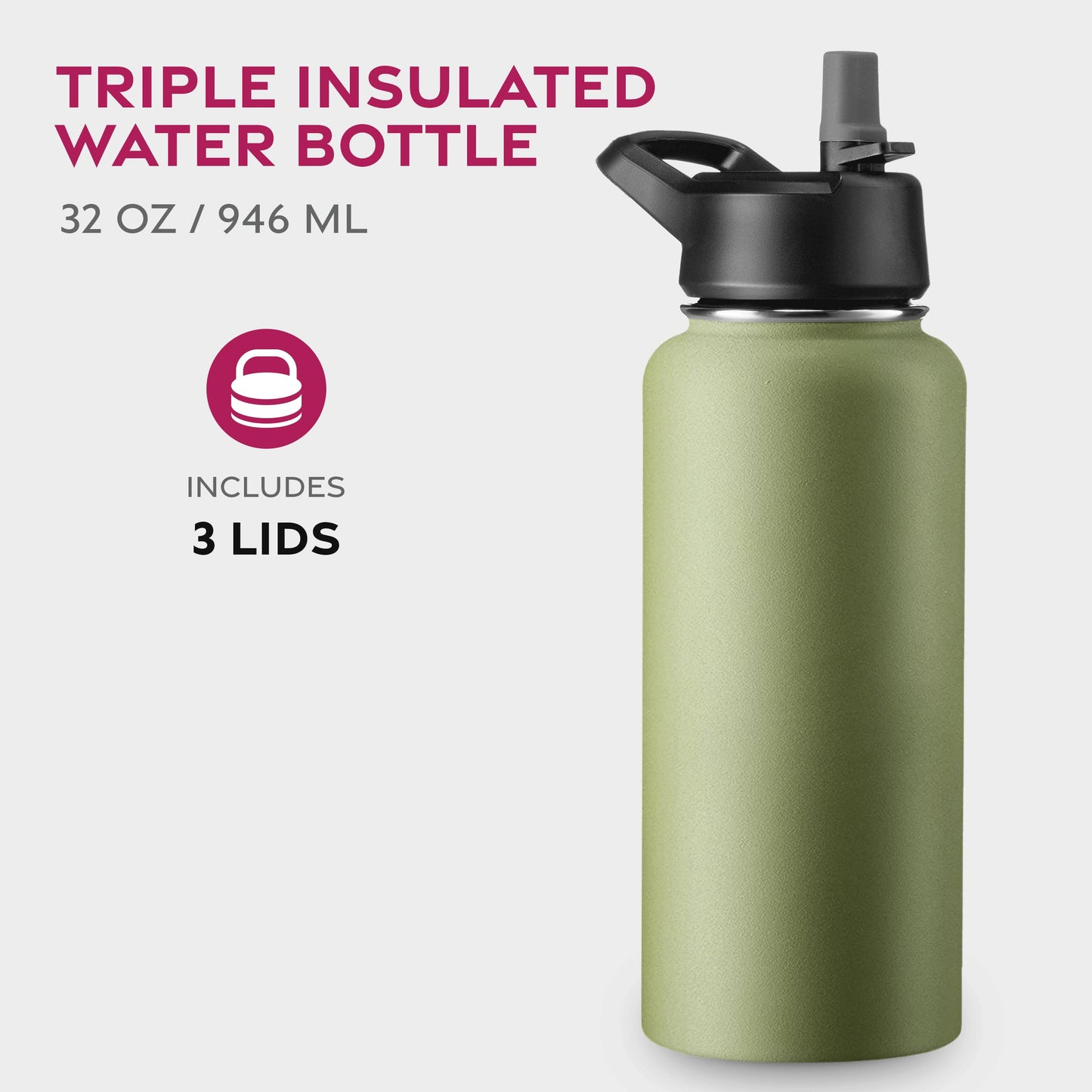 Insulated Sports Water Bottle with Straw