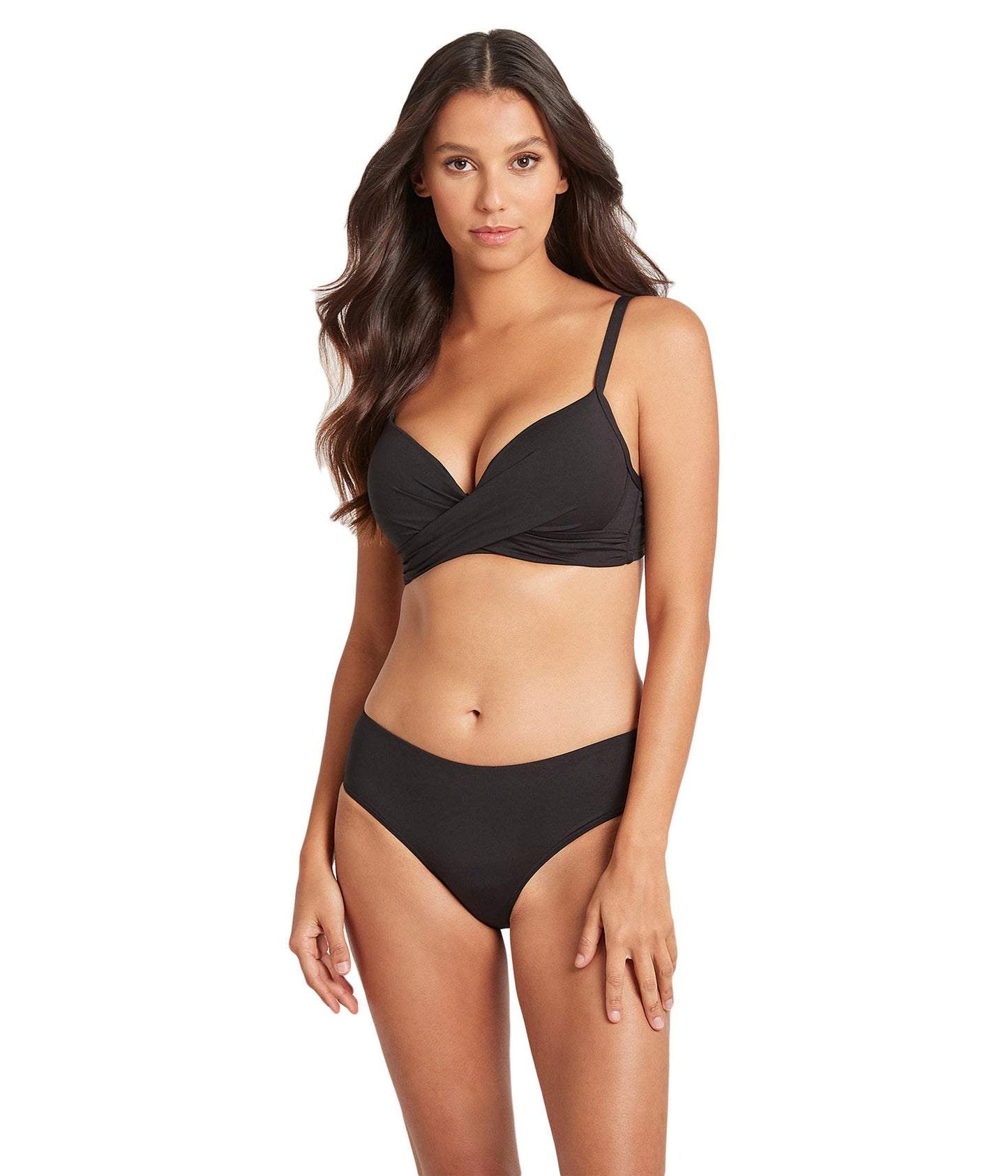 SEA LEVEL SWIM Mid Bikini Pant Bottoms Swimsuit Essentials Black 10