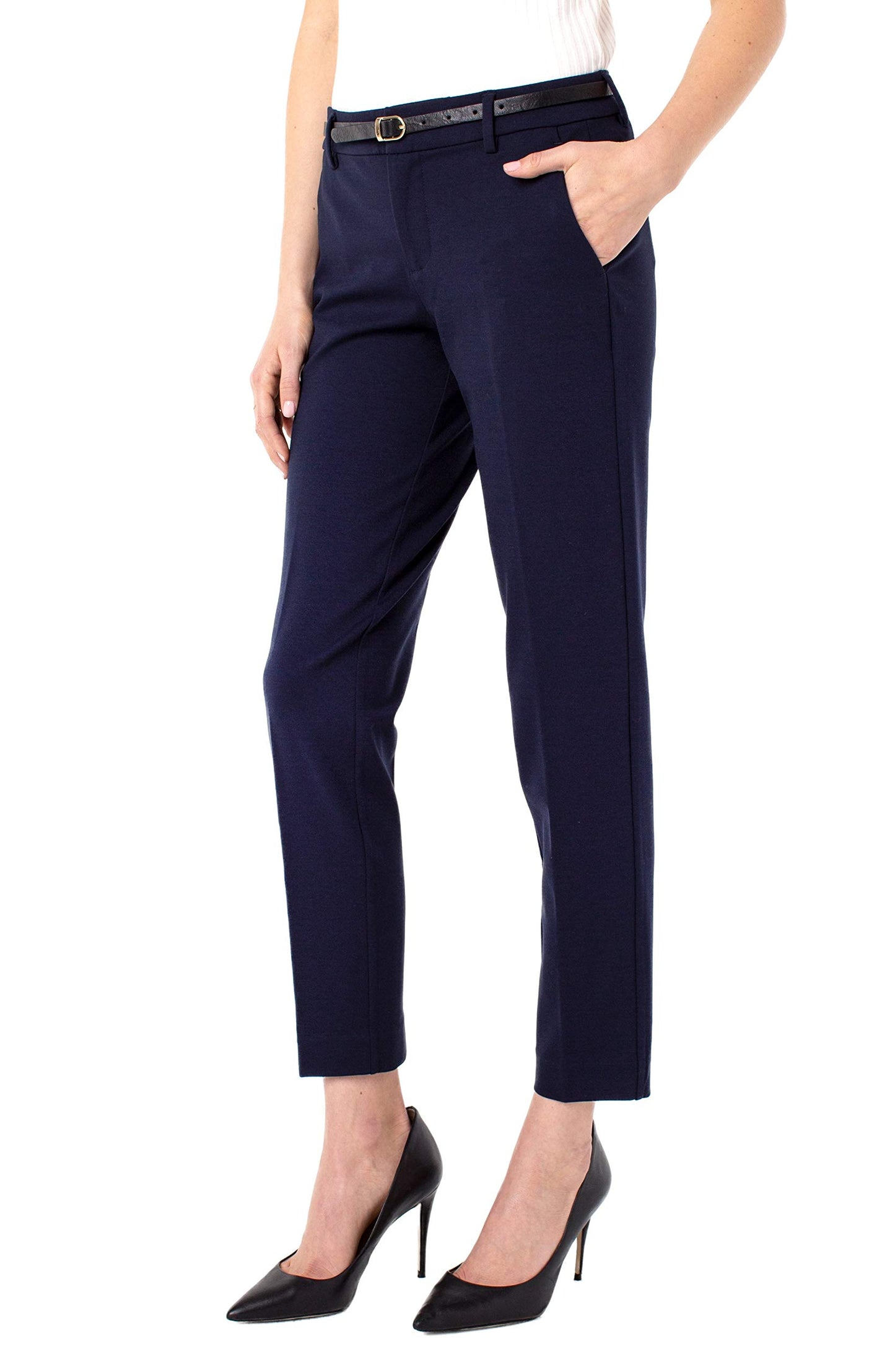 Liverpool Womens Kelsey Super Stretch Ponte Knit Pants, Cadet Blue, Size 4