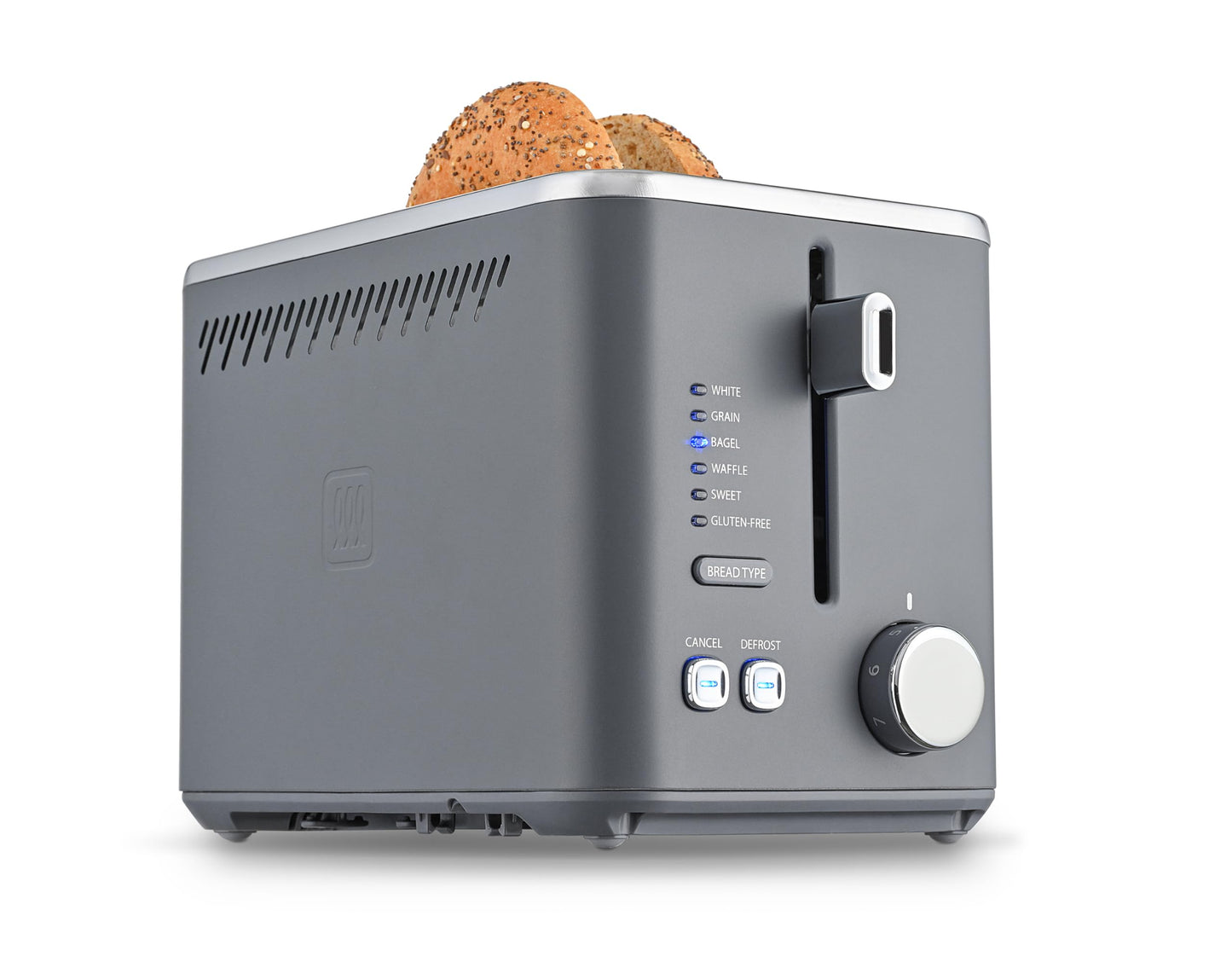 Toastmaster 2Slice Toaster  Stainless Steel with Lever and Dial Controls Extra Wide Slots High Rise Toast Lift and Gluten Free Setting 900W