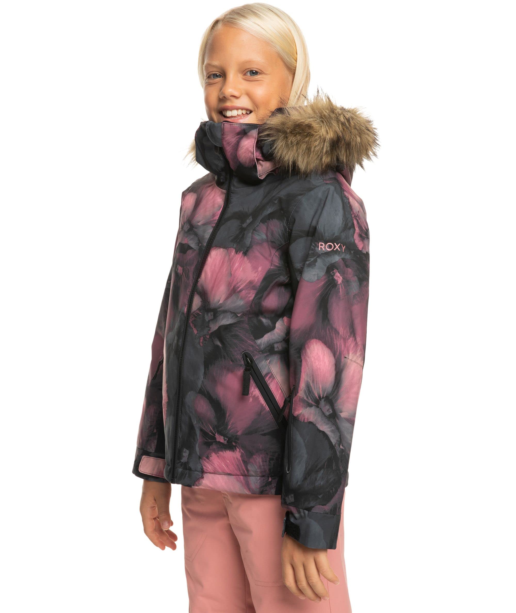 Roxy Girls American Pie DryFlight Snow Jacket - True Black Pansy