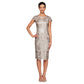 Alex Evenings Women's Short Floral Embroidered Cocktail Sheath Dress, Wedding Guest, Formal Gown (Petite and Regular Sizes), Taupe, 16