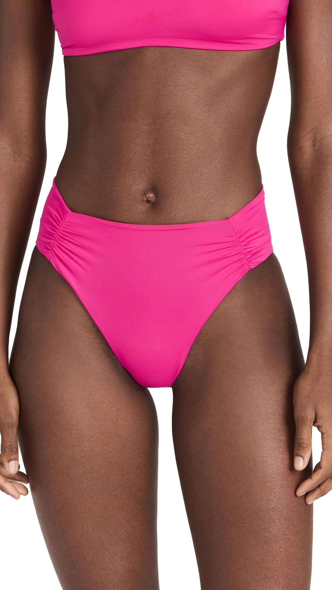 L*Space Arlo Bikini Bottom for Women, High Waisted Bottom, Moderate Coverage, Shirring on HIPS, Swimsuit Bottom for Summer, Black, M