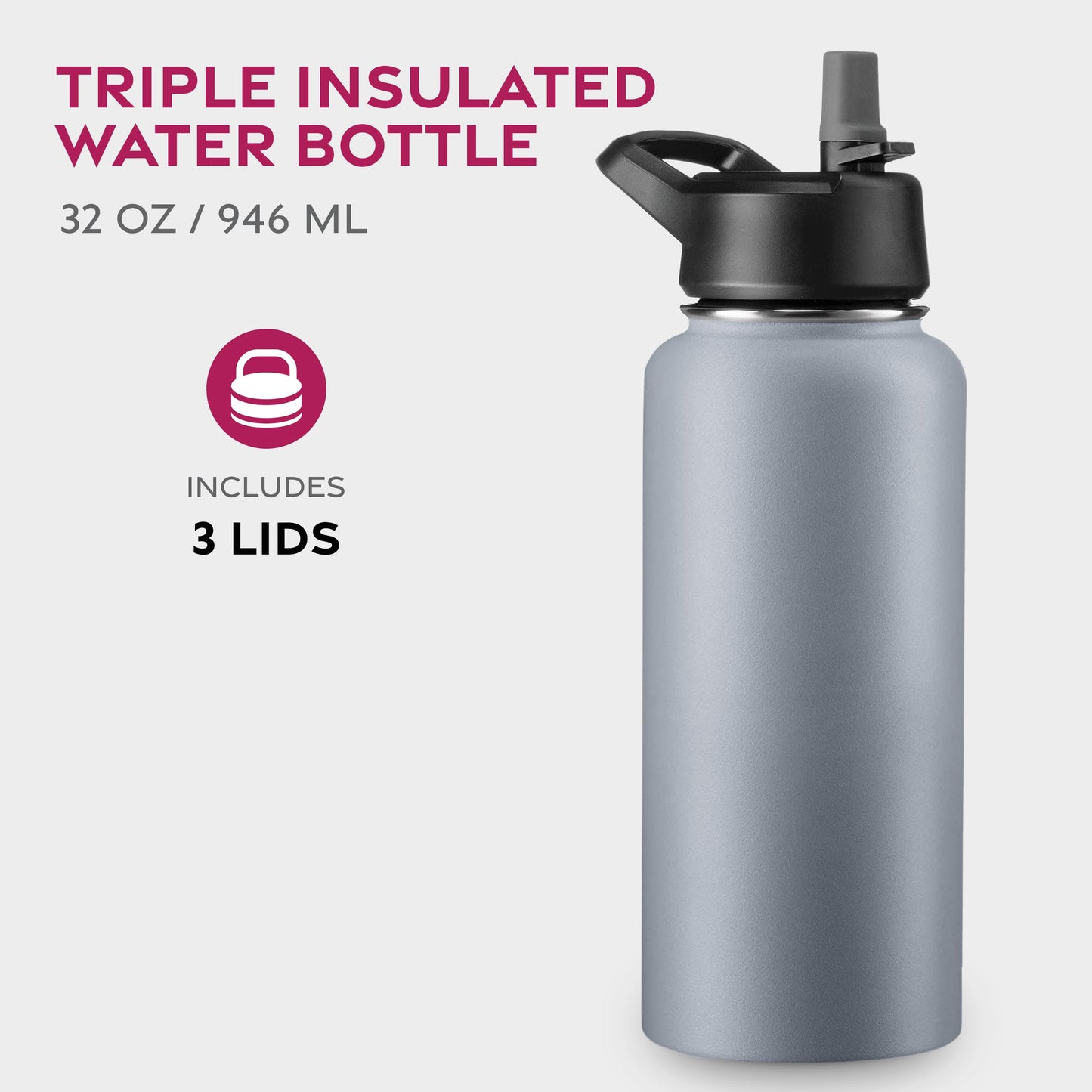 Insulated Sports Water Bottle with Straw