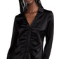 Theory Women's Ruched Button Down Shirt, Black, M