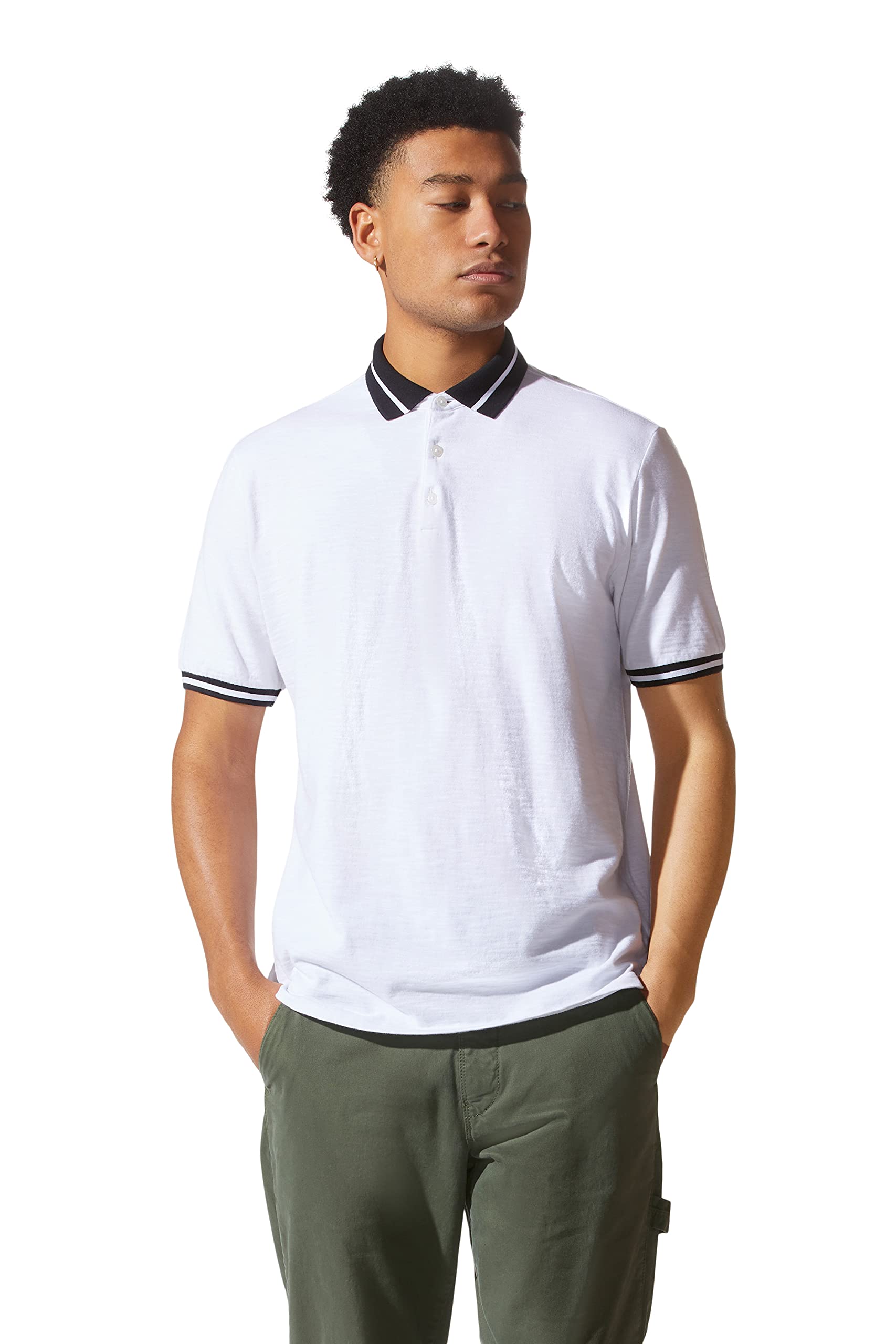 Good Man Brand Men’s Match Point Polo Shirt - Soft Slub Jersey Knit Short Sleeve Polo, White, Medium