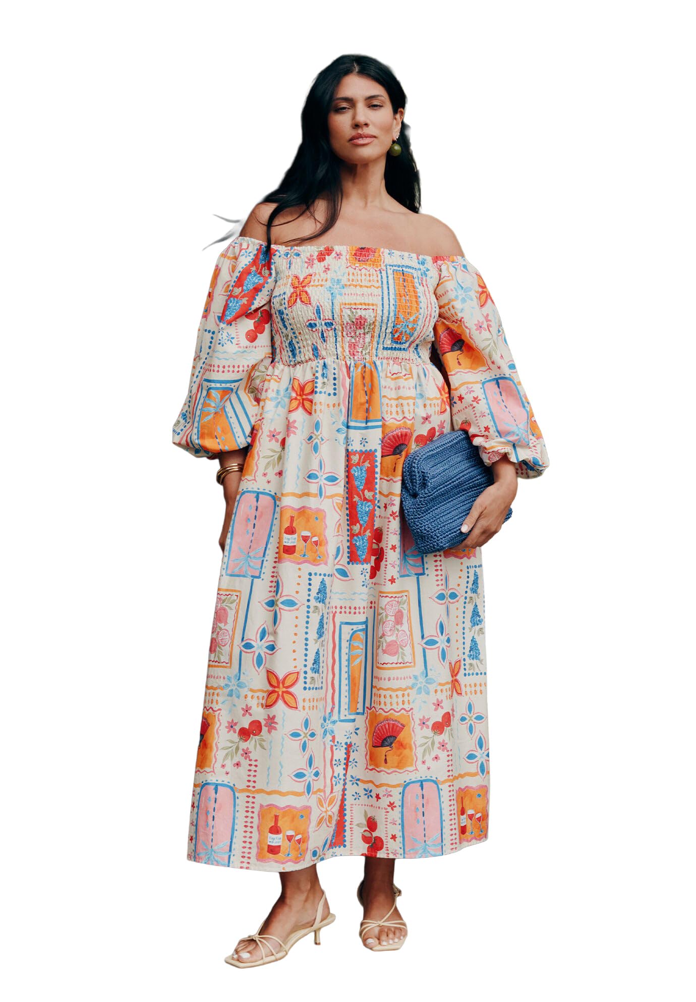 ELOQUII Women's Plus Size Printed Sleeve Maxi Dress - 18, Souvenir