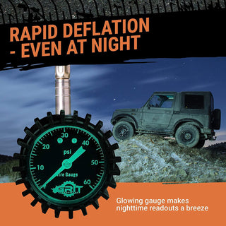 Tire Pressure Gauge (0-60 PSI) Heavy Duty, with Custom Foam Case, Chrome Caps & Valve Core Repair Tool, Rapid Air Pressure Gauge, Tire Deflators Offroad Accessories, 4x4 Tires