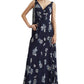 Women's Blue Floral Georgette Gown Dress