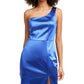 Crystal Doll Womens Juniors Satin One Shoulder Party Dress Blue 3