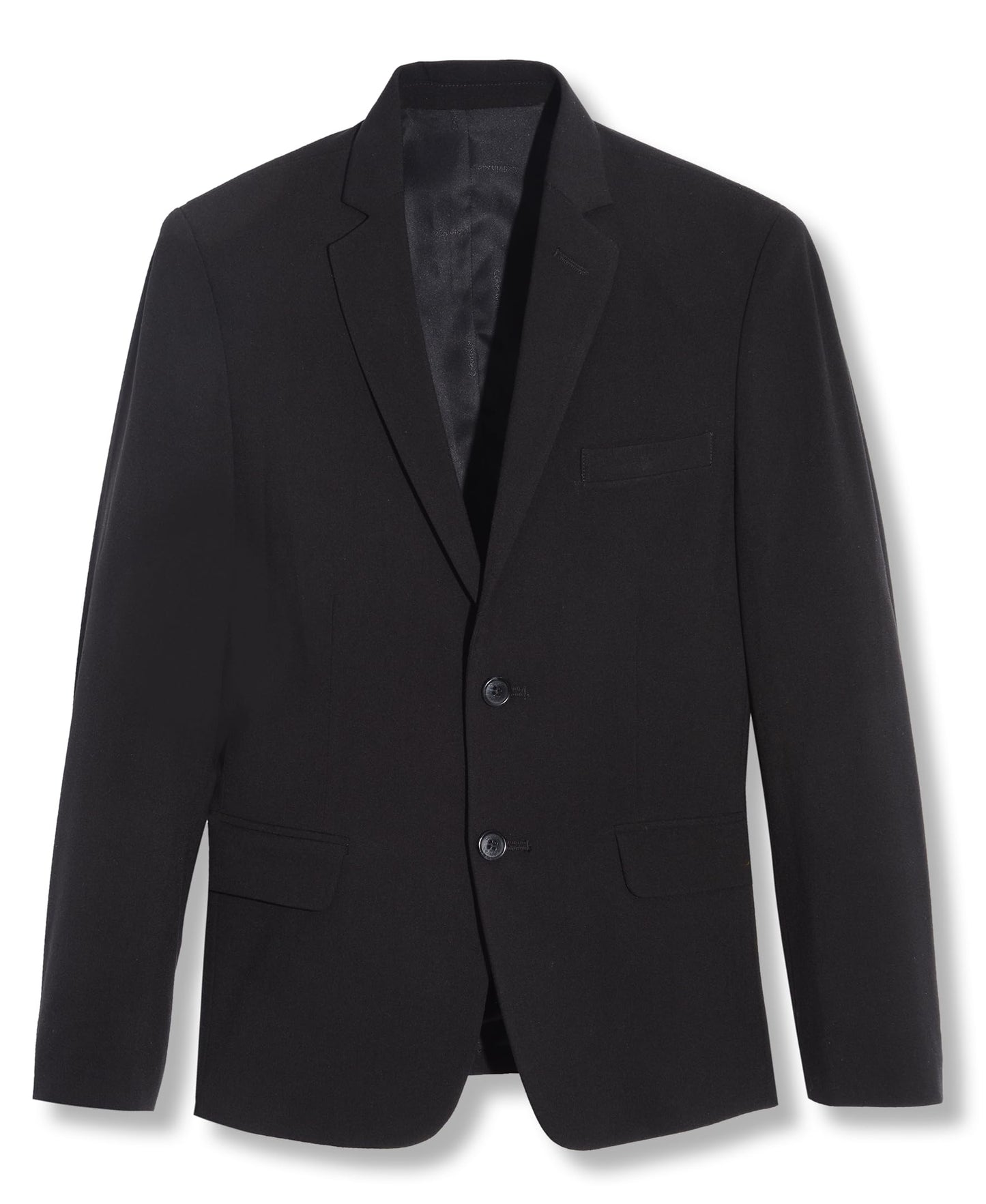 Calvin Klein Boys' Bi-Stretch Blazer Suit Jacket, 2 Single Breasted Closure, Buttoned Cuffs & Front Flap Pockets, Black Infinite
