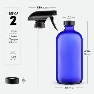 Glass Spray Bottles - 16 Oz 2 Pack