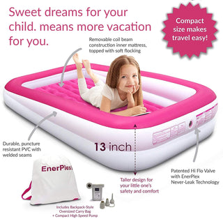 Kids Inflatable Travel Bed with High Speed Pump