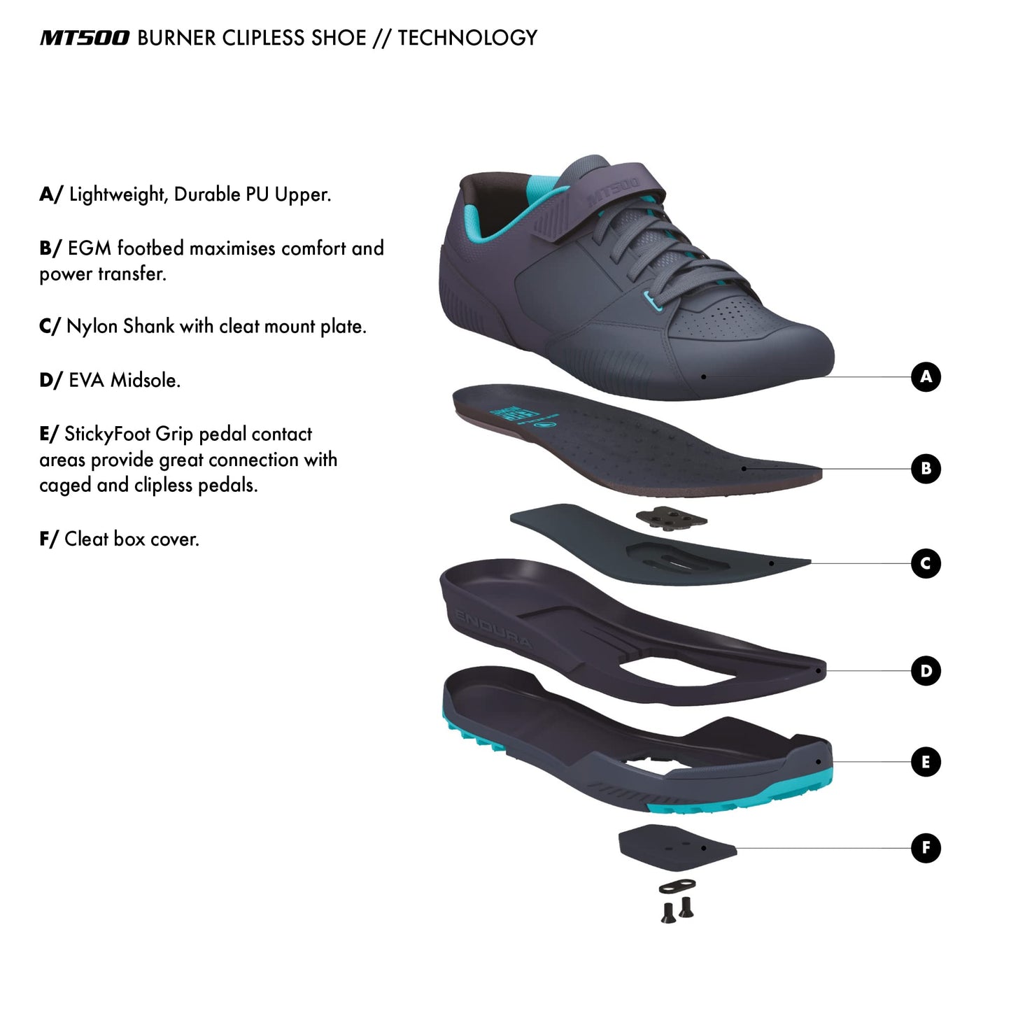 Endura MT500 Burner Navy Clipless Mountain Bike Shoes