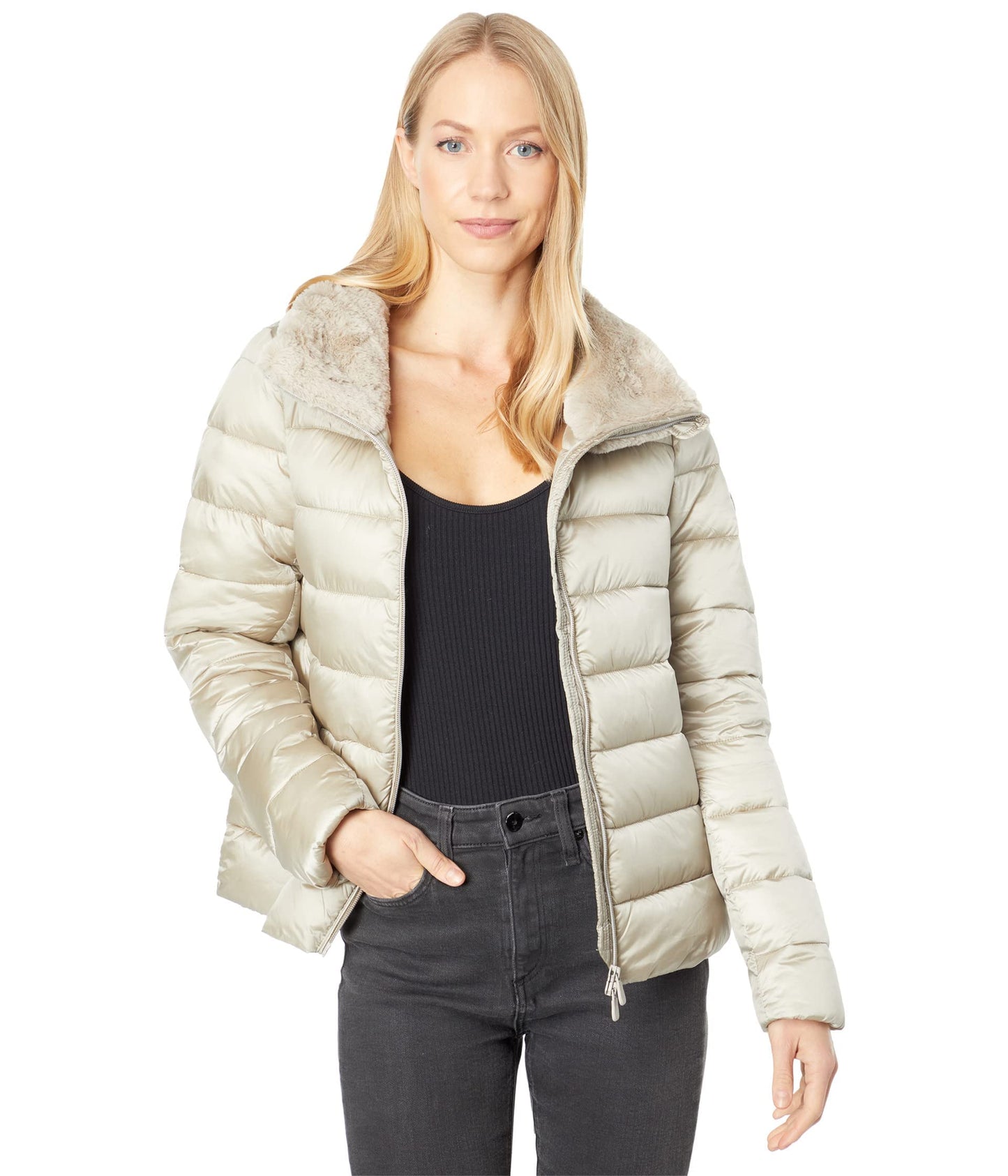 Save The Duck Mei - Short Basic with Faux Fur Shell Beige 2 (MD)