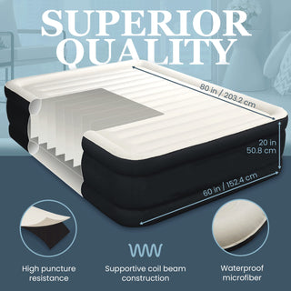 Double High Inflatable Bed for Home, Travel & Camping