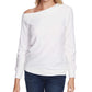 1 State Embellished Off-The-Shoulder Top, Soft Ecru, Small White/Silver