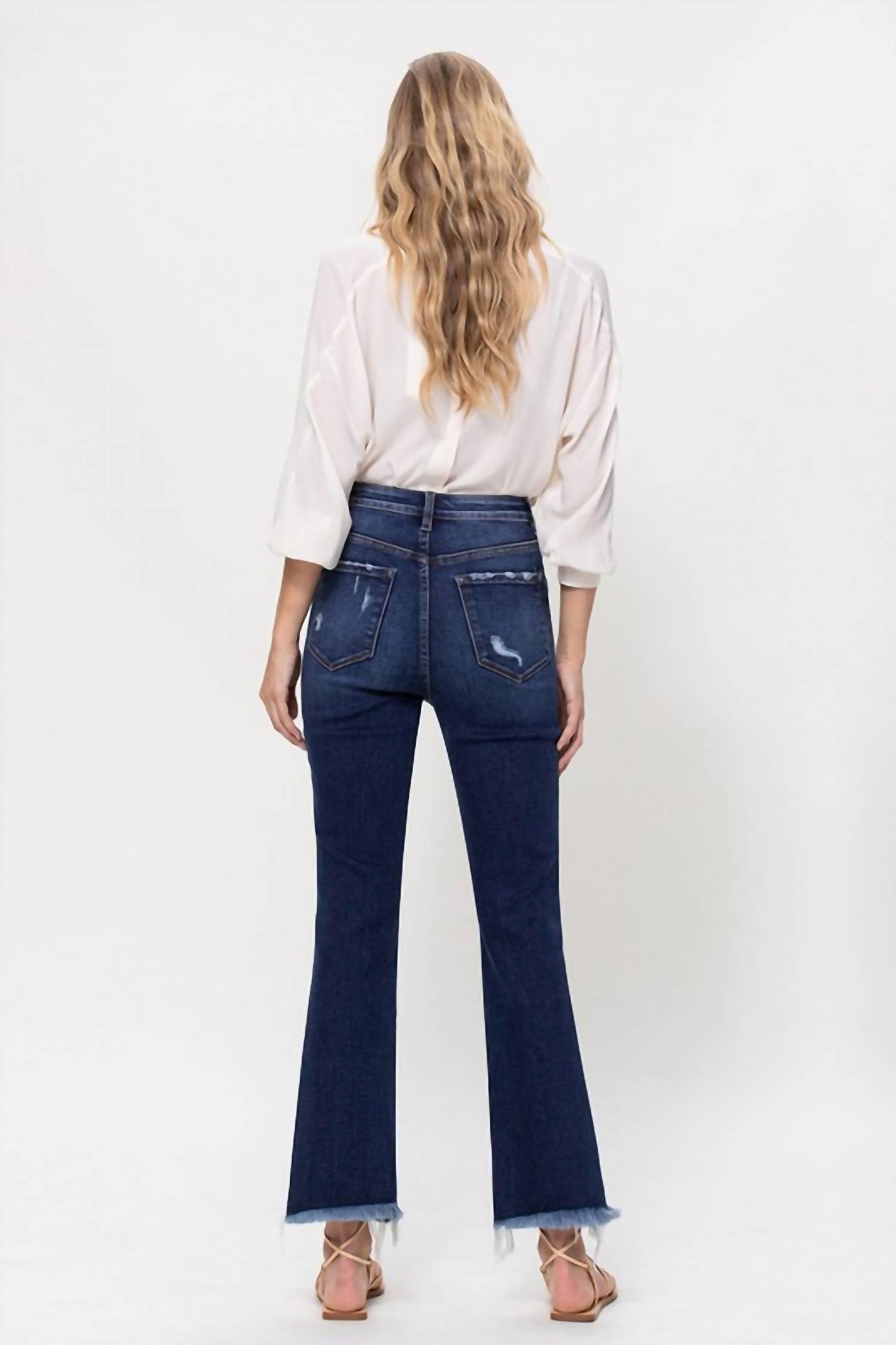 Vervet By Flying Monkey - High Rise Distressed Hem Kick Flare Jeans