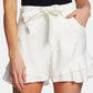 CeCe Women's Tiered Ruffle Belted Shorts White Size 8