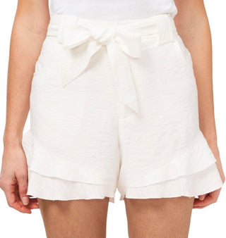 CeCe Women's Tiered Ruffle Belted Shorts Brown Size 14