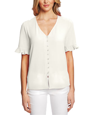 CeCe Women's Ruffle Sleeve Blouse Brown Size Large