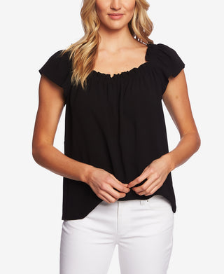 CeCe Women's Square Neck Blouse Black Size X-Small